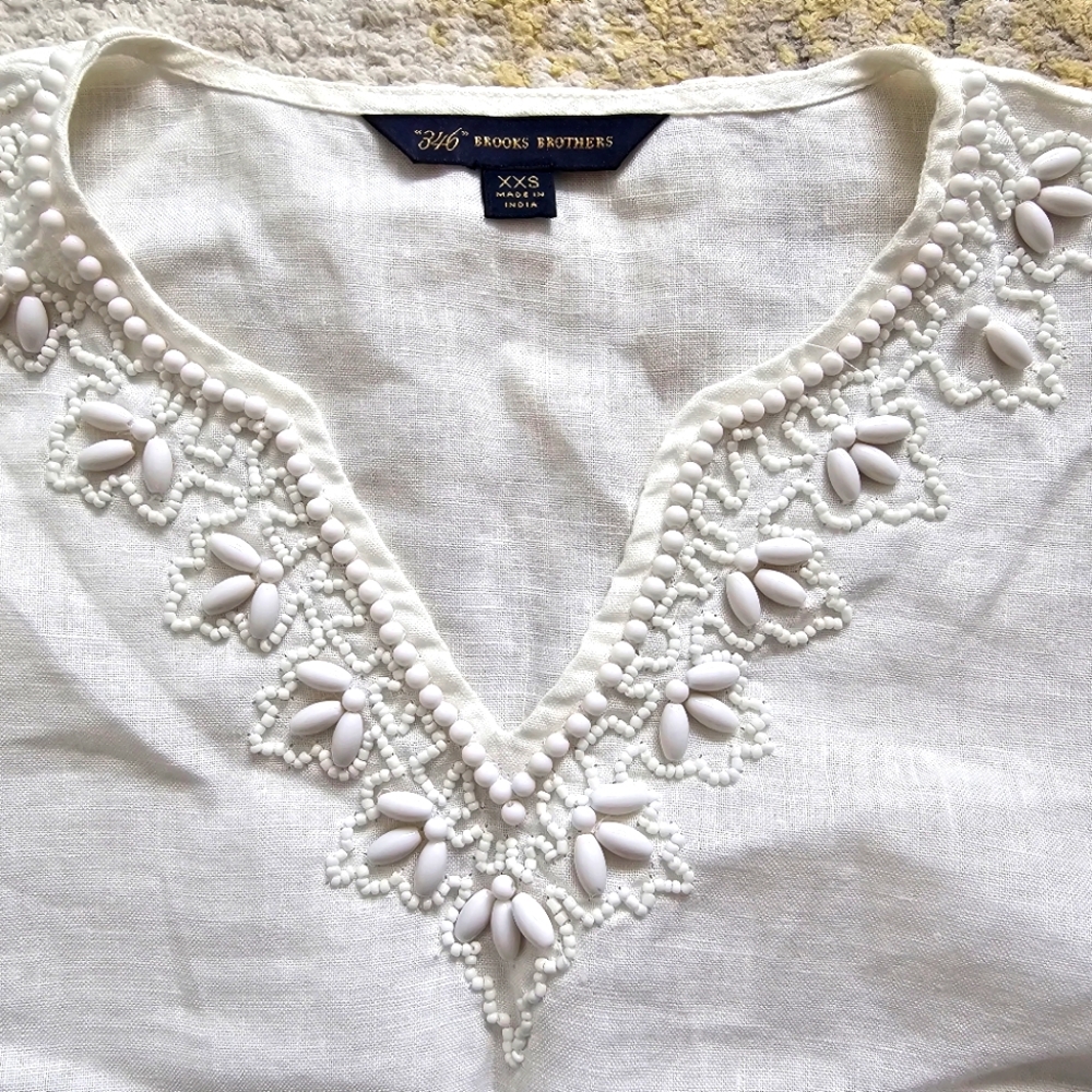 Brooks Brothers Women Linen Tunic White Tunic Top Size XXS - Picture 3 of 11